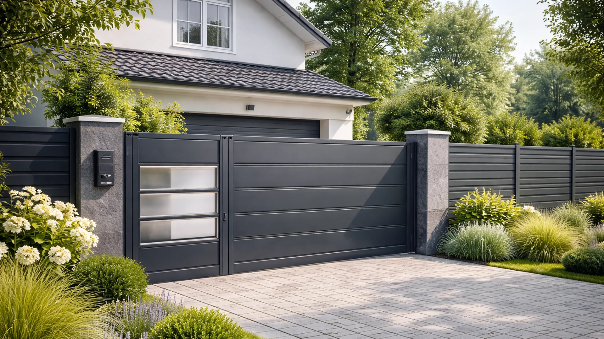 Portail aluminium contemporain