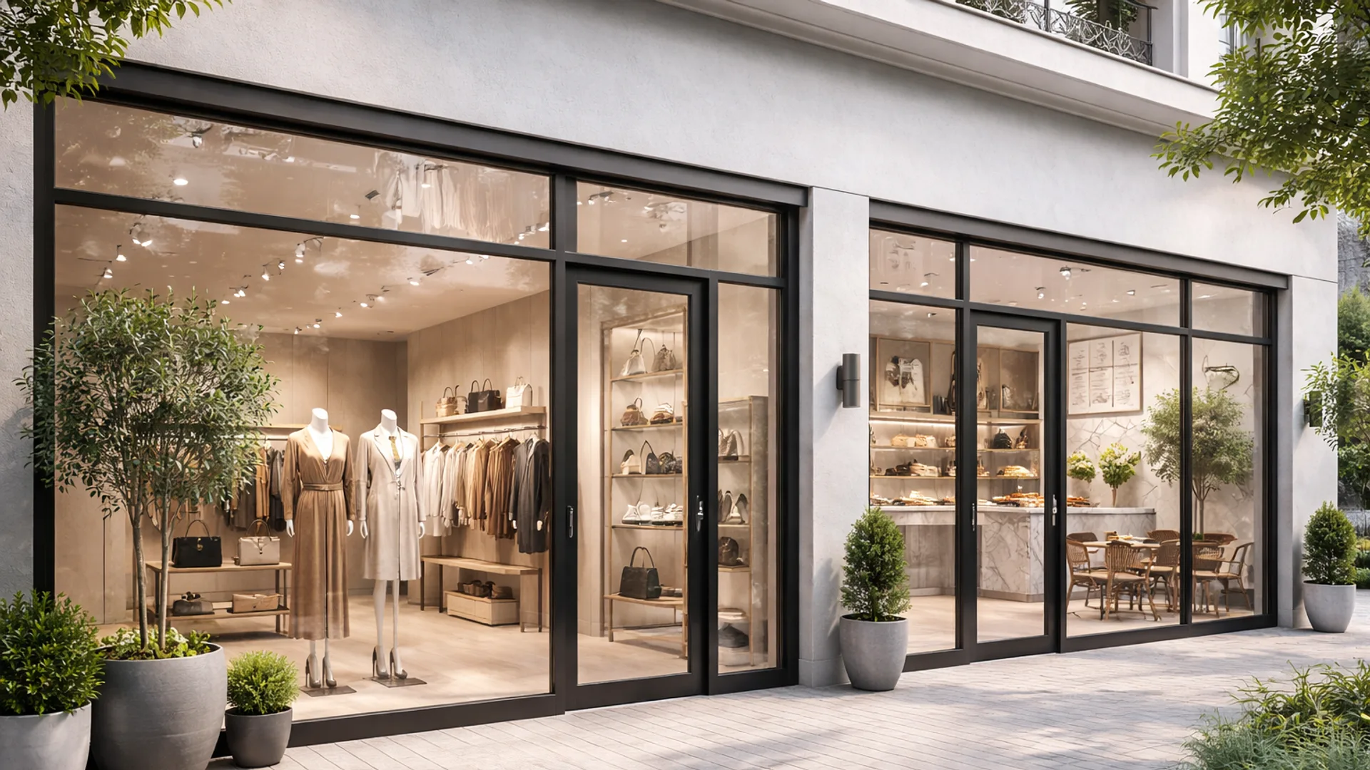 Vitrine de magasin en verre